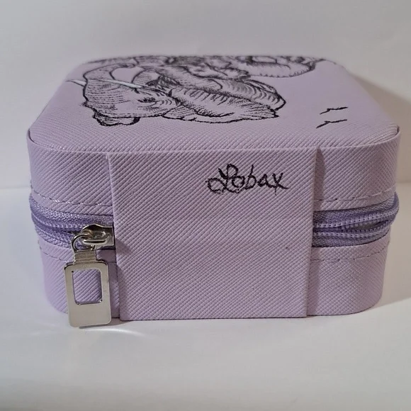 Hand Crafted Painted Portable Jewelry Trinket Box Lavender Lilac Purple Elephant - Picture 7 of 7